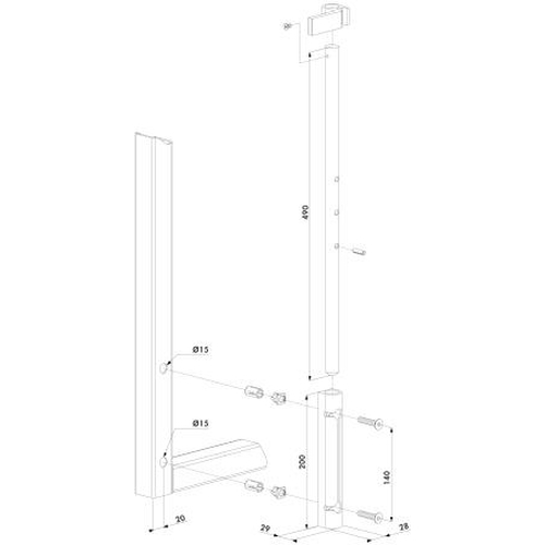 VSA-K-ALUMQF1BL | Externer Bolzen-Stangenriegel mit Achse aus Aluminium