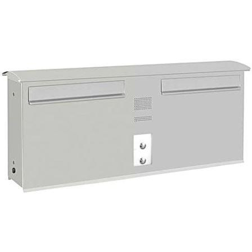 Briefkasten Likno 9001N KE und Klingel mitte, Entnahme hinten, Dach rund RAL 9006 weialuminium