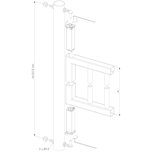 SWING40-130 | Torband mit Feder fr Gartentore mit L-Torbandachse 130 mm fr Profile 40 x 40 mm