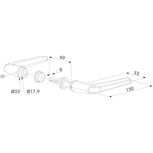 3006M | Aluminium-Drckerpaar mit 60 mm Drckerstift