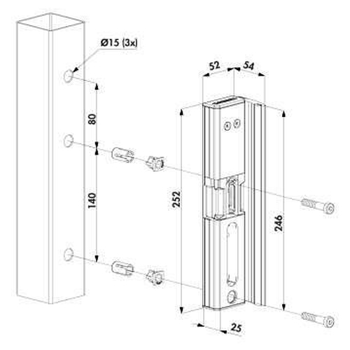 MODULEC-SA-E-ALUM | Elektrischer ffner in Aufbaumontage (Emissa ? Stromlos geschlossen) ALU