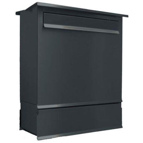 Zaun-Briefkasten Likno 8002 ZF, Entnahme hinten, Dach eckig RAL 7016 Anthrazitgrau