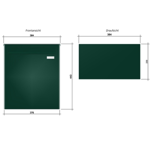 Zaun- Briefkasten Frisco ZB2000-01 RAL 6005 moosgr�n