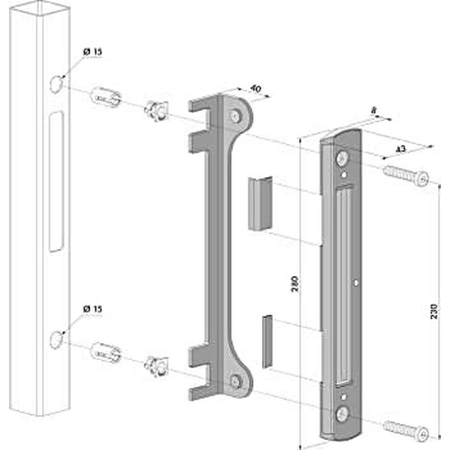 SF-KLQF-ALUM  |  Edelstahl- Anschlag fr Aufbauschlsser