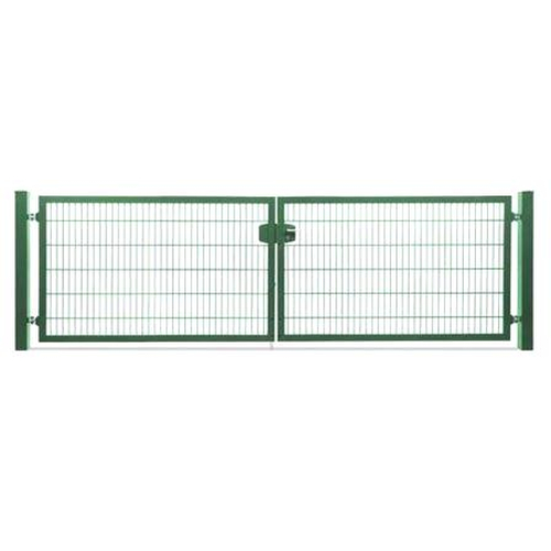 2 flg. Doppelstabmatten- Tor RAL 6005 moosgrn LW 3000 mm H 1800 mm P 80 x 80 mm