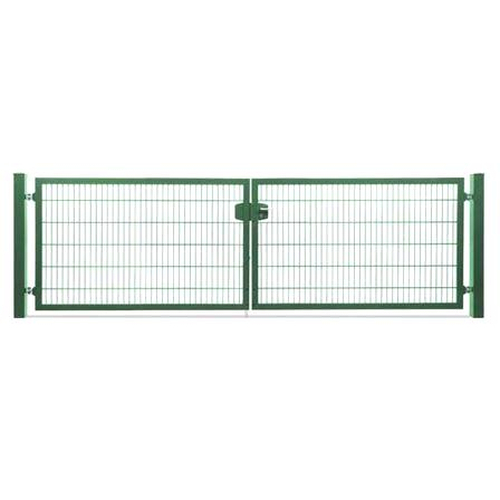2 flg. Doppelstabmatten- Tor RAL 6005 moosgrn LW 3000 mm H 2000 mm P 80 x 80 mm