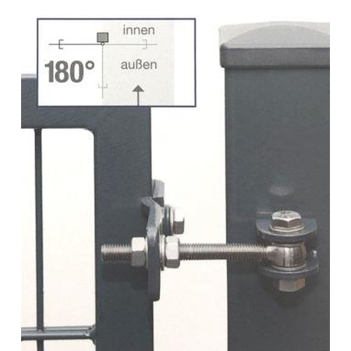 2 flg. Doppelstabmatten Tor Typ Vario compact zink LW (S/XL)  2760 mm  asymmetrisch H 1800 mm