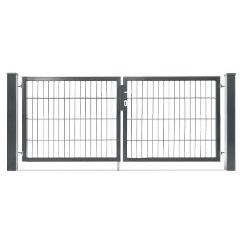 2 flg. Doppelstabmatten Tor Typ Vario compact RAL 7016 anthrazitgrau LW (S/XL)  2760 mm  asymmetrisch H 1400 mm