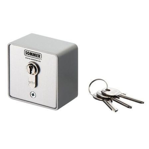 Schlüsseltaster im Metallgehäuse, 2- Kontakt tastend mit Zylinder (Aufputz)