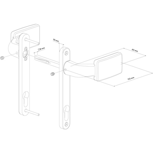 3006FIX-9005  | Aluminium-eloxierte Drckergarnitur fr Einsteckschlsser RAL 9005 tiefschwarz