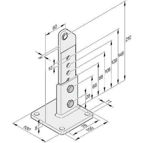 Torpfostenbeschlag mit Kugelgelenk 60/210 L
